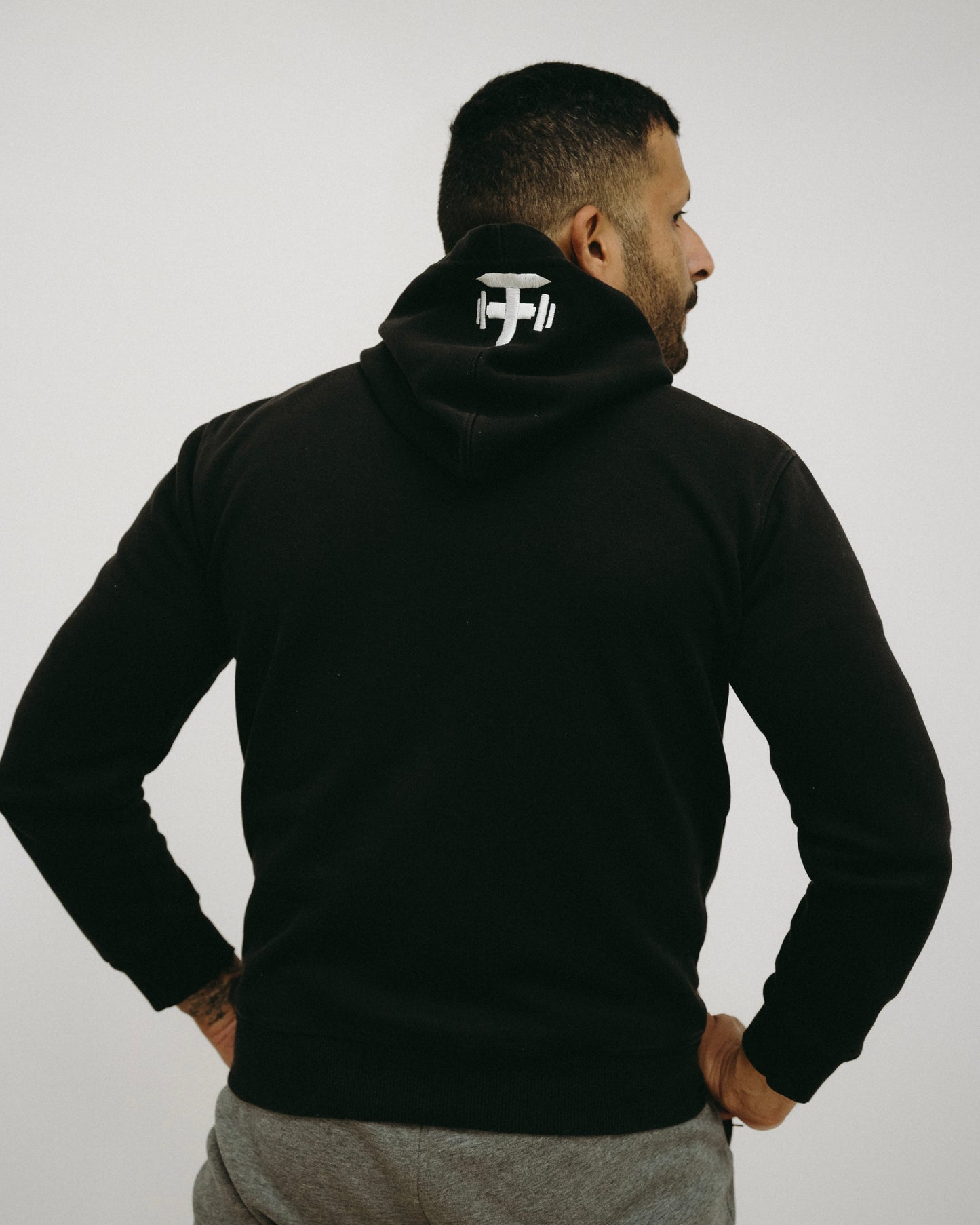 Black Iron Crest Hoodie | Fitness Freaks Clothing |